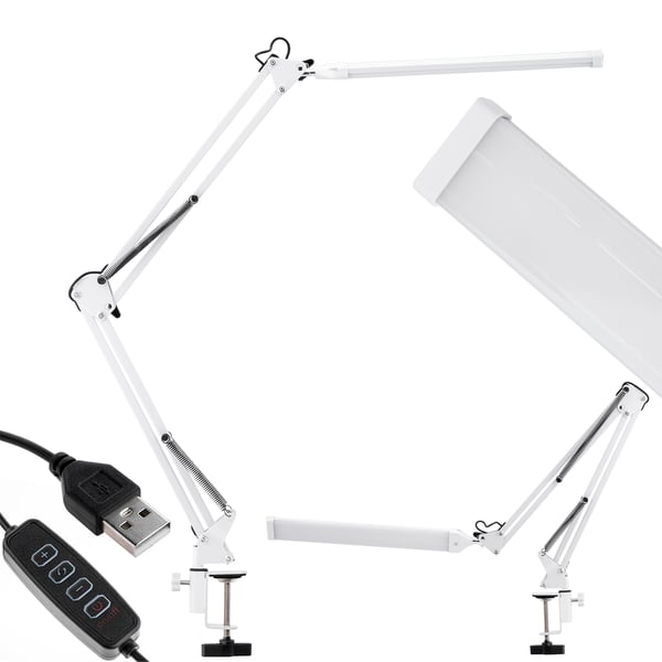 Pöytävalaisin LED-tekniikka Cosmi 8W CCT USB-himmentävä valkoinen kiinnikkeellä Lumiled