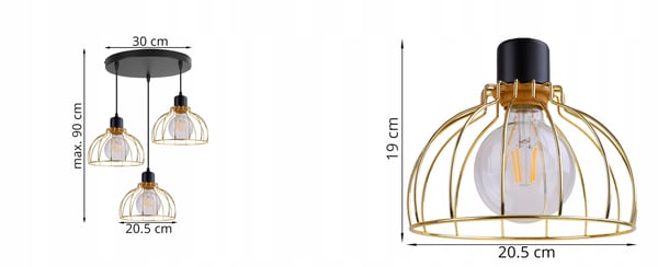 Lofthængende lampe lysekrone gylden lampeskærm loft