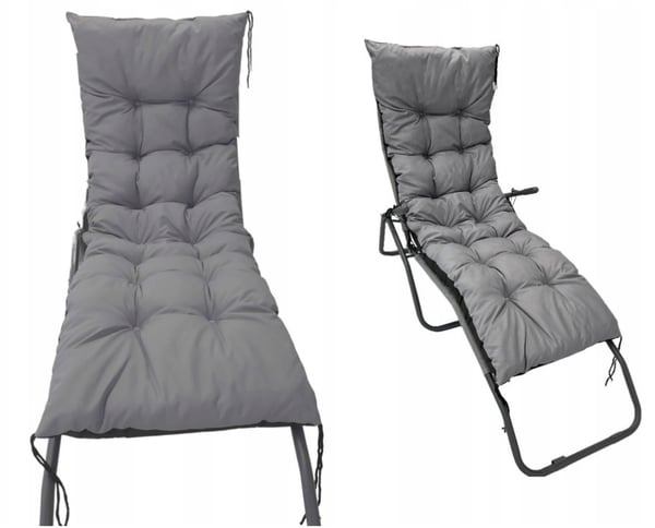 Havepude 180x50 cm til solvogn bænk gyngestol vandtæt grå