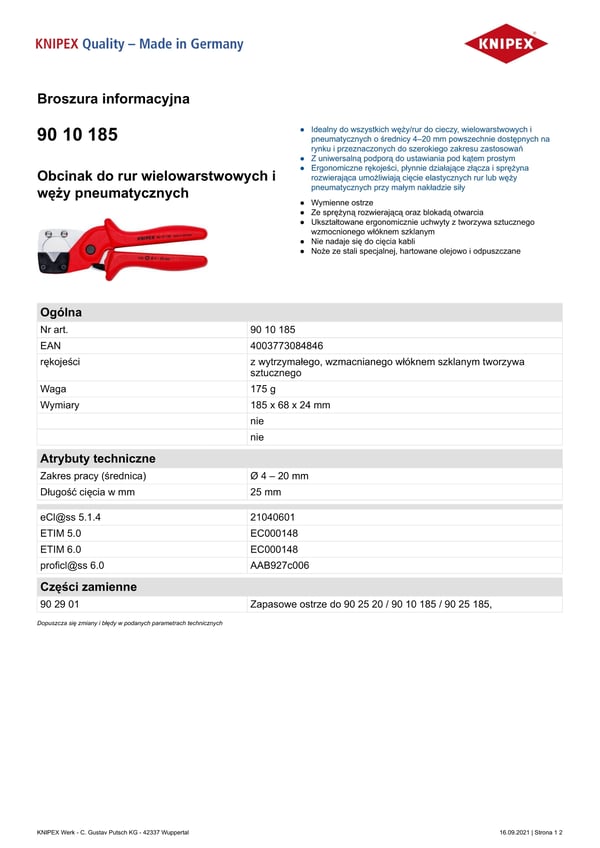 LEIKKURI MONIKERROKSISET PUTKI- JA PAINEILMATETKUT 185 MM - KN 90 10 185