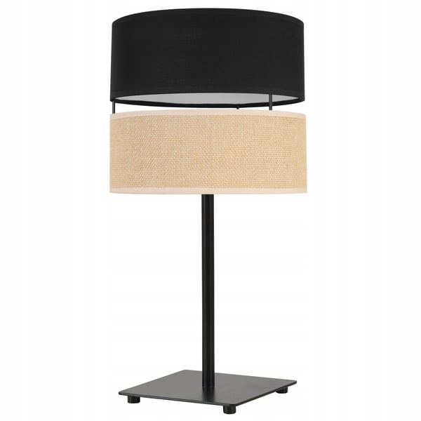 BORDLAMPE I JUTE SKÆRM 20 CM SORT