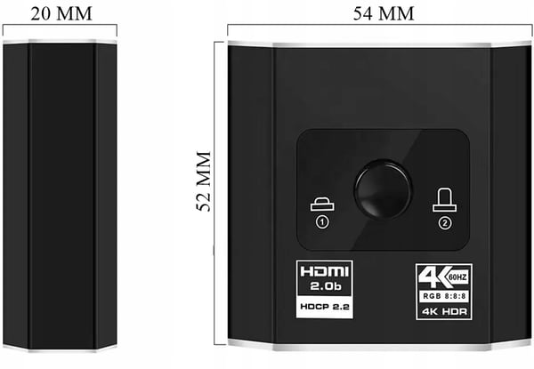 HDMI-SWITCH 2.0 2x1 SPLITTER 1x2 4K60Hz SPLIT