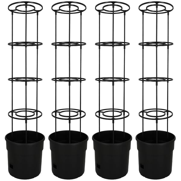 Kruka för tomatodling med stege för balkongen svart 30 cm set om 4