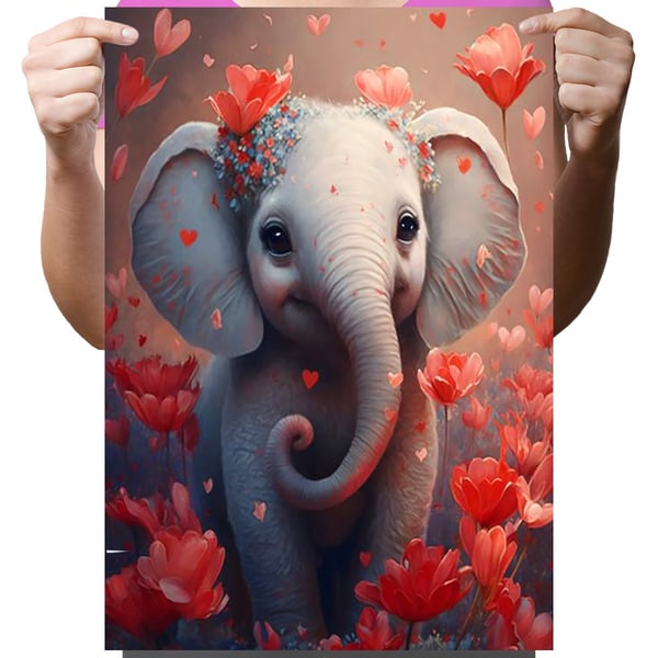 Ob_L_9 diamantmålning 30x40 djur elefant