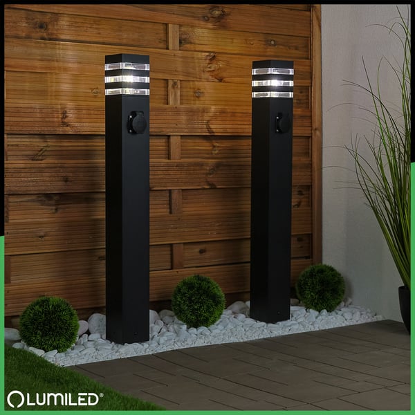 Ulkokäyttöön tarkoitettu E27 LED-puutarhavalaisin pistorasialla TAXUS 2 80 cm LUMILED