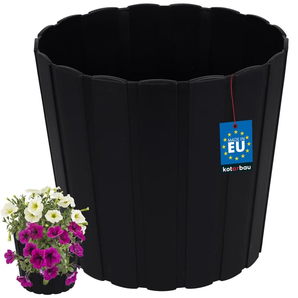 Plastkruka för blommor och örter på balkongen eller terrassen, antracit, 24 cm