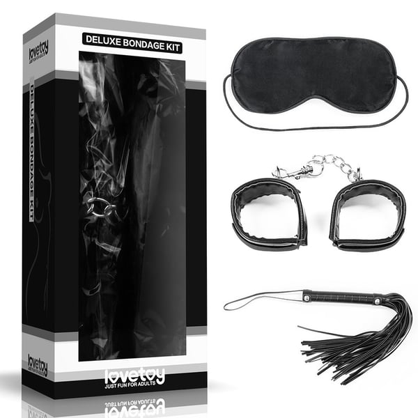 Lovetoy BDSM Deluxe bondage kit med mask, handbojor och piska