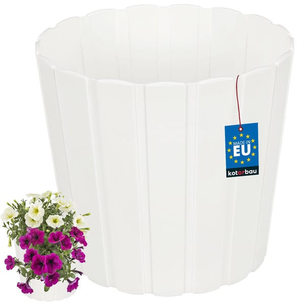 Plastik urtepotte til blomster og krydderurter på altanen eller terrassen, hvid, 24 x 21,5 cm