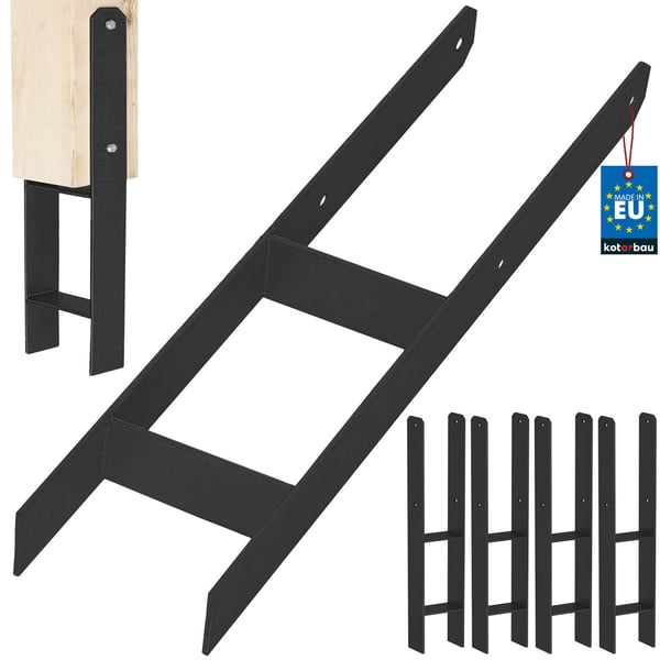 KOTARBAU® H-søjlesokkel til vægmontering, anker, sort galvaniseret stål, 140 mm, 4-pak