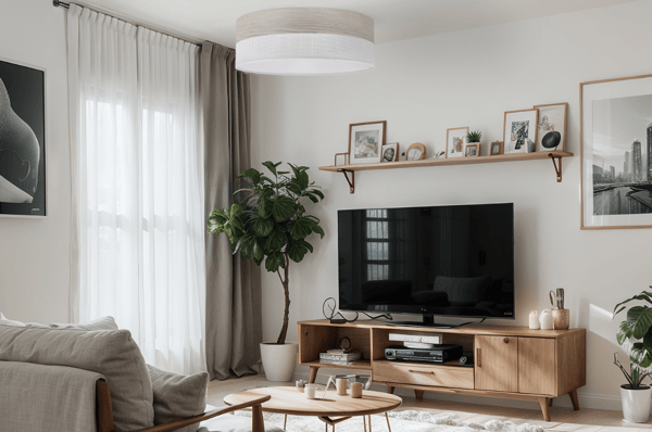 Loftlampe i træplexi, hvid, 50 cm, bleget eg