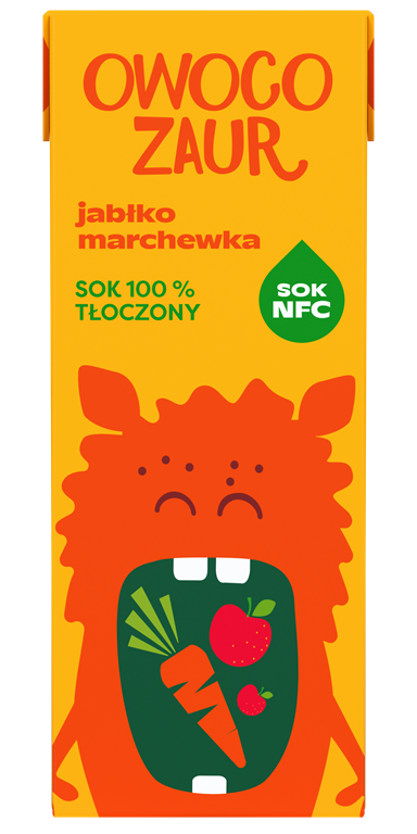 Owocozaur 100 % presset æble- og gulerods juice 200 ml