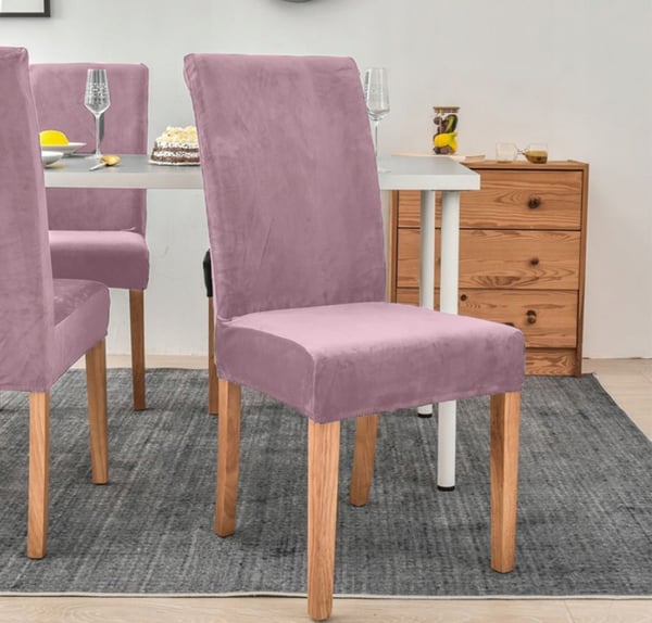 Samettinen tuolinpäällinen, vaaleanpunainen, paksu