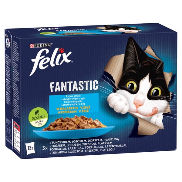 Felix Fantastisk kattfoder med fisksmak i gelé 1,02 kg (12 x 85 g)