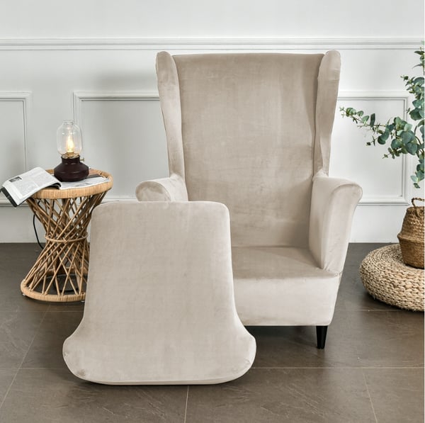 Päällinen nojatuoliin, viileä BEIGE, joustava sametti [22E12]