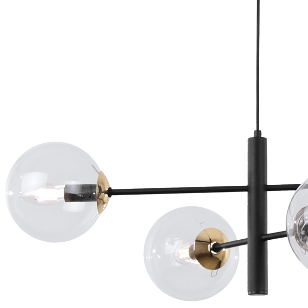 VICENZA SORT OG GULD HÆNGELAMPE 4 FLAD KLAR LAMPE E14