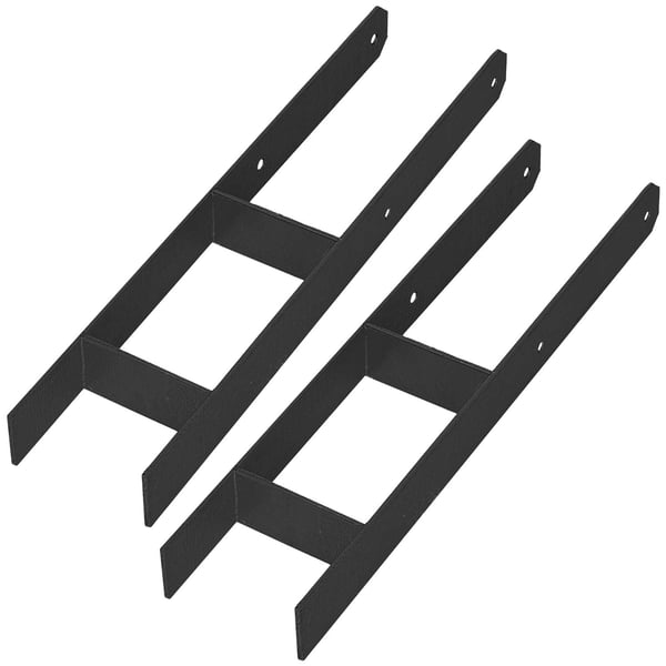 KOTARBAU® H-søjlefod til vægmontering, ankerspike, sortgalvaniseret stål, 120 mm, 2-pack