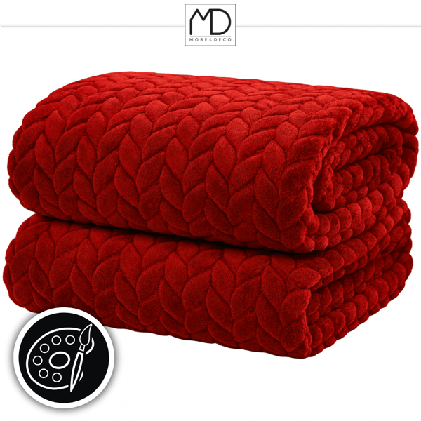 Elegant præget polyester sengetæppe 200x220 cm i rød - Den perfekte julegave fra Polen
