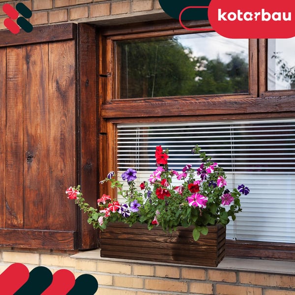 KOTARBAU® träterrashylla med insats brun 44 x 20 cm