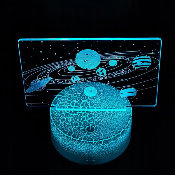 Nattbordslampa för barn Galax Planeter Kosmos 3D 16 LED med fjärrkon­troll
