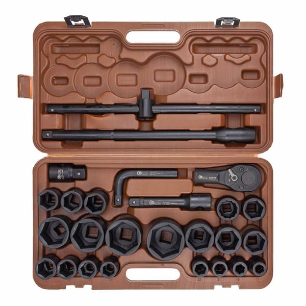 Slagtopnøgler 3/4'' 17-65 mm 6-punkts 26-delt kuffert