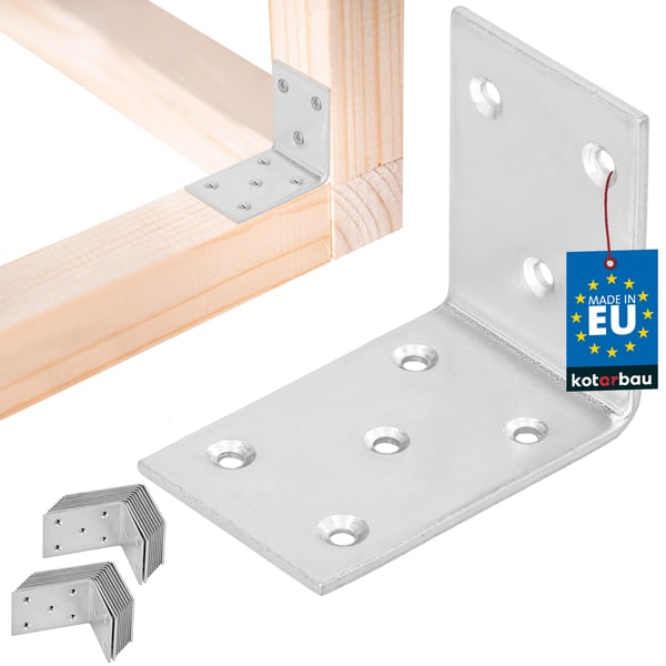 Kotarbau® Kirvesmiehen kulmaliitin ruostumatonta terästä sinkittyä 55 x 45 x 35 mm 25 kpl:n sarja