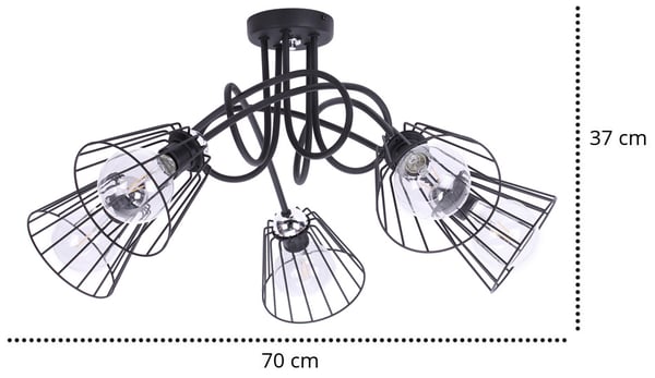 Loftlampe, plafond, lysekrone, 5xE27 LED, hængende