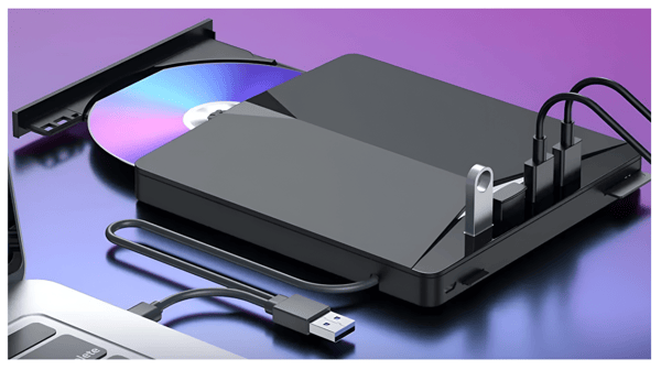 Extern CD/DVD-brännare 7-i-1 USB 3.0x4 SD/TF-kortläsare USB-hubb