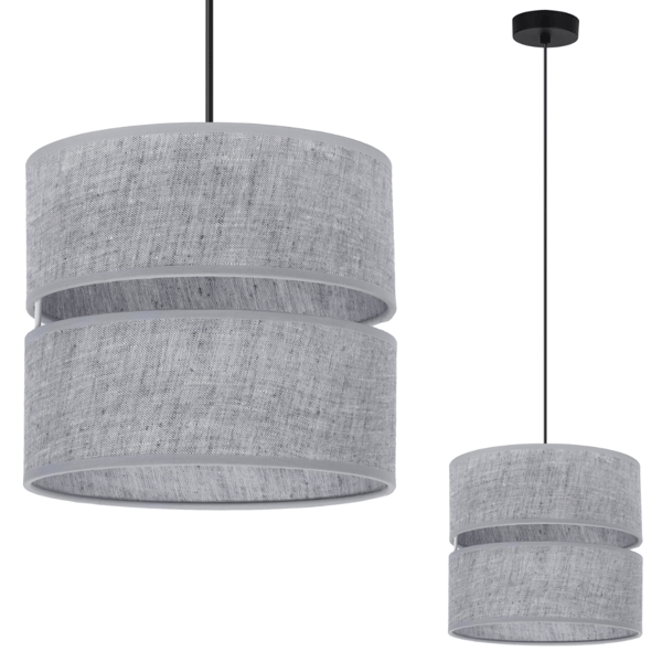 DUO MUSTA PELLAVA RIIPPUVALAISIN 1 LITTEÄ HARMAA VARJOSTIN L04 20CM