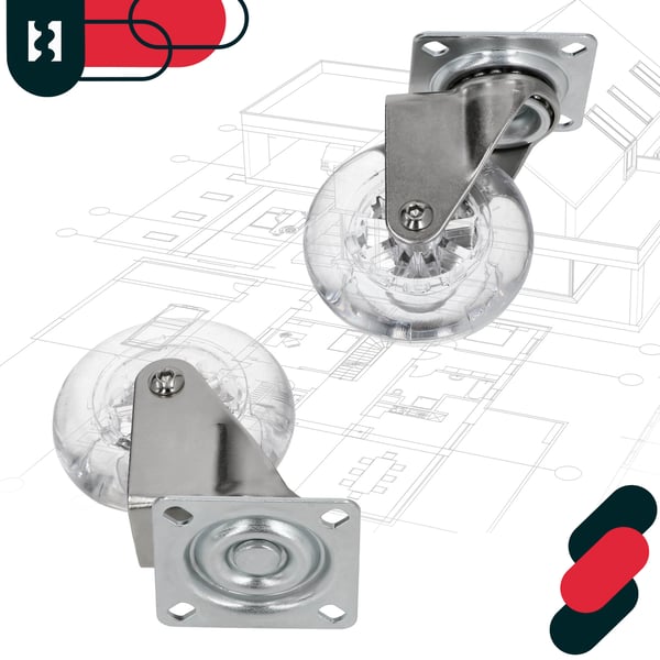KOTARBAU möbelhjul för möbelskåp gummihjul transparent 75 mm
