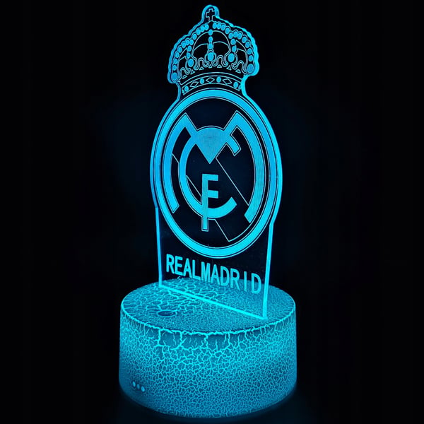 Nattlampa med Real Madrids vapensköld för barn, 16 LED-lampor, 3D + fjärrkontroll