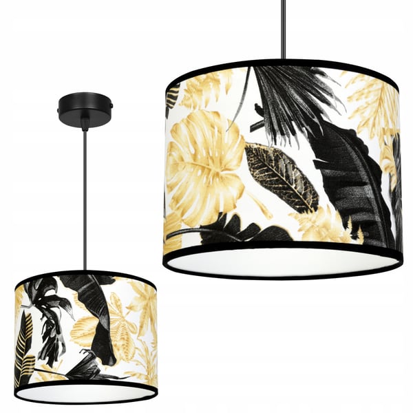 Lofthængende lampe, lampeskærm, gyldne blomster, LED