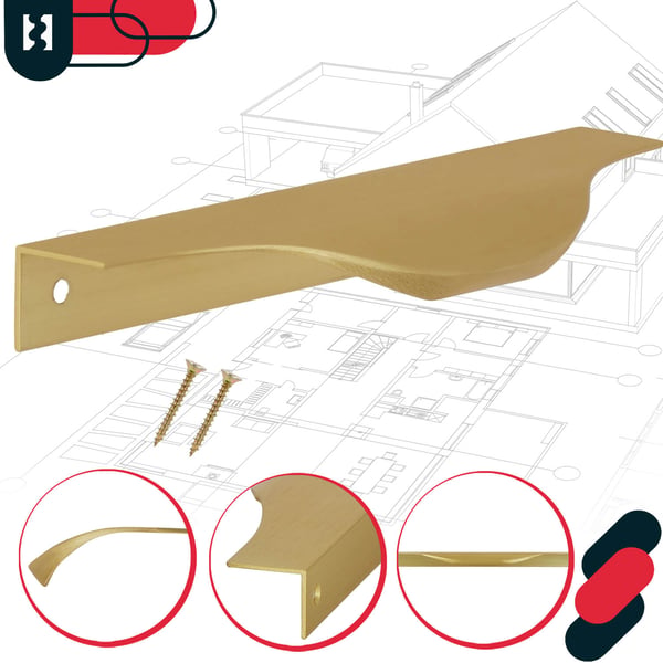 KOTARBAU Modern Edge møbelgreb aluminium mat guld 128/148 mm sæt 6 stk