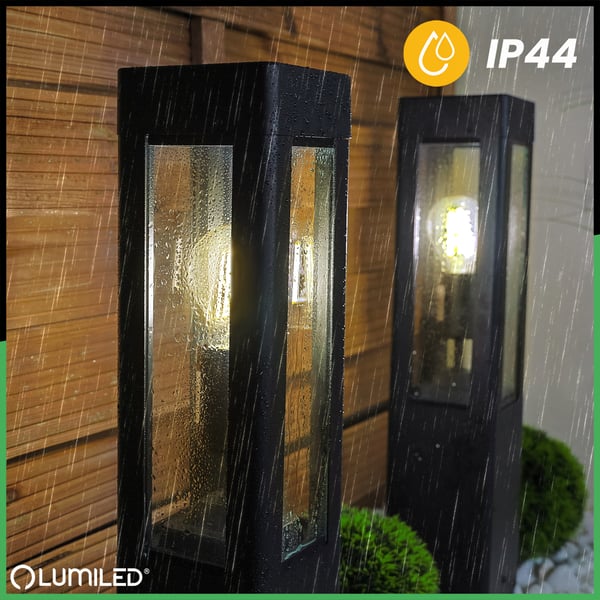 Udendørs havelampe aluminium sort E27 IP44 armatur POST 50cm TILIA LUMILED