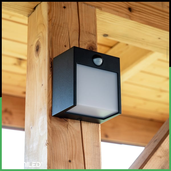 Trädgårdslampa väggmontering LED väggarmatur utomhus PIR-rörelsesensor IP54 12W 3000K RUBUS LUMILED
