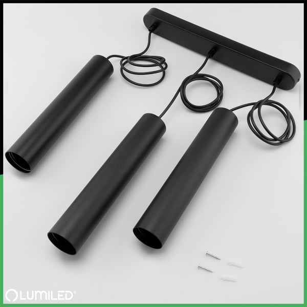 Loftslampe 29cm spotlight 3x GU10 LED SOPLO sort LUMILED