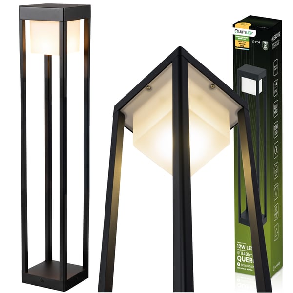 Trädgårdslampa stolpe utomhus stående LED 12W 3000K 80cm svart QUERCUS LUMILED