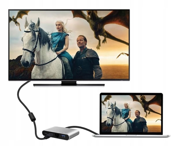 HUB USB-C Adapter HDMI 4K LAN RJ45 100Mb/s USB 3.0 5Gbps til PC/Mac/Steam