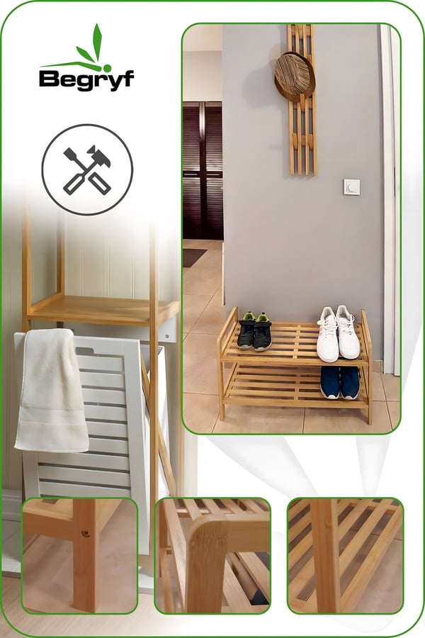 SRB24 Begryf skoskåpsställ i bambu 70x26x40 cm