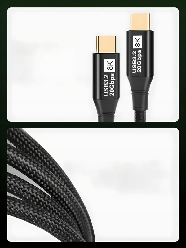 USB 3.2 Thunderbolt 3 -KAAPELI 100W 20Gbps 8K60Hz 4K120Hz USB-C-KAAPELI 1M