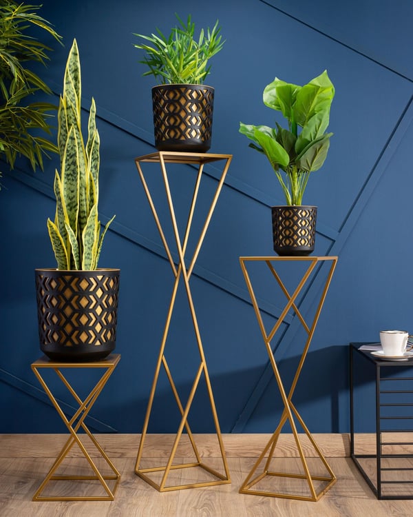 Moderne loft blomsterstander, guld, 40 cm