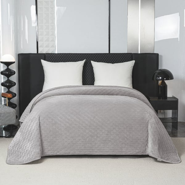Elegantti päiväpeitto 170x210 cm vaaleanharmaalla reunuksella