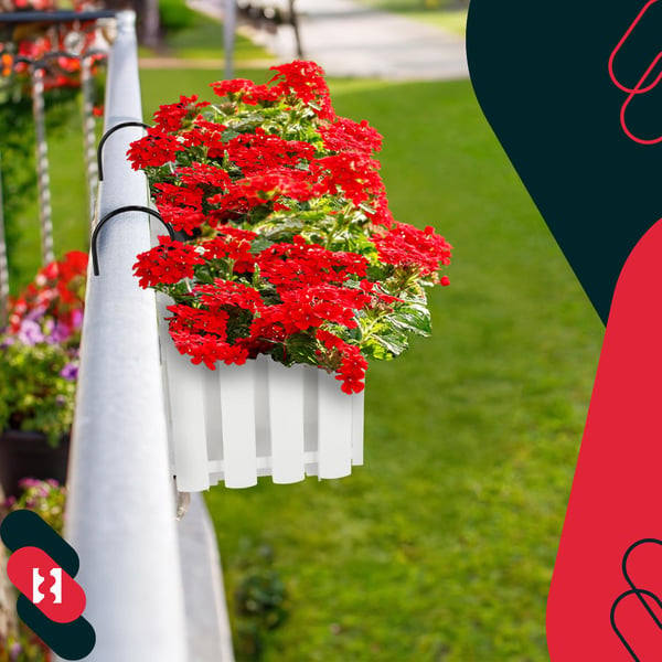 Blomkruka balkonglåda för balustrad terrassblommor vit 60 cm 4 st