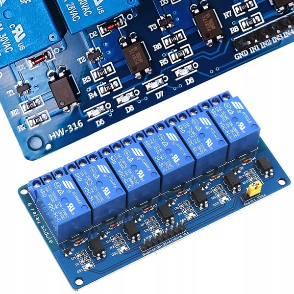 Rosfix 6-kanals 5v Arduino relæmodul