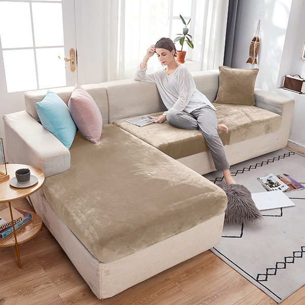 Samettinen lepotuolin, sohvan, kulmasohvan päällinen, beige, cappuccino