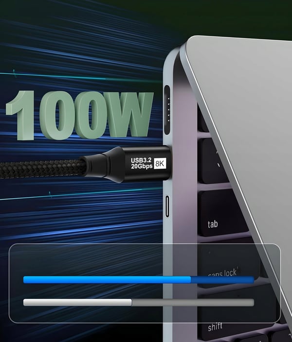 USB 3.2 Thunderbolt 3 -KAAPELI 100W 20Gbps 8K60Hz 4K120Hz USB-C-KAAPELI 1.5M