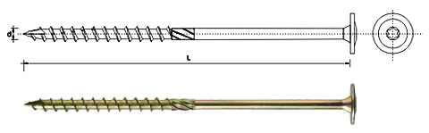 TRÆSKRUE MED TORX-KRAVE GUL GALVANISERET 6*50MM T30 - 100,0 STK - SPKK 6*50 Z
