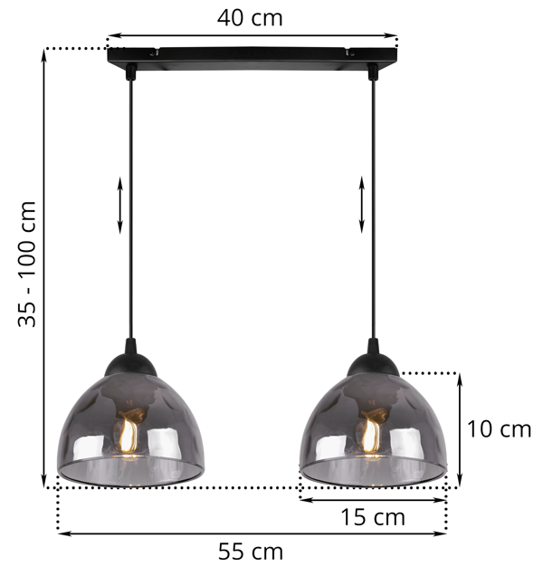 VENICE HÄNGLAMPA 2 PLATA GRAFIT LAMPSKÄRMAR E27