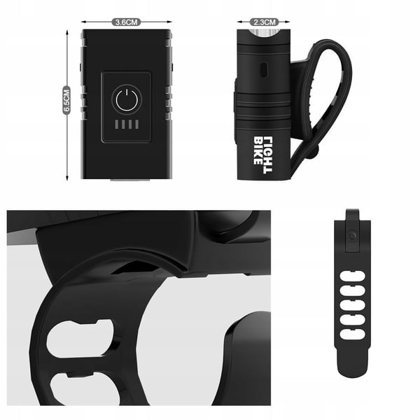TEHOKAS LED-PYÖRÄVALAISIN ACU USB ETU + TAKAVALOT