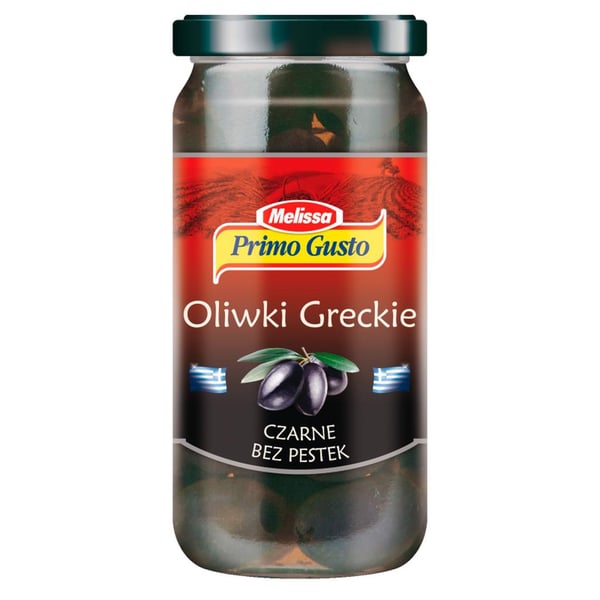 Primo Gusto Melissa kivettömiä kreikkalaisia mustia oliiveja 230 g