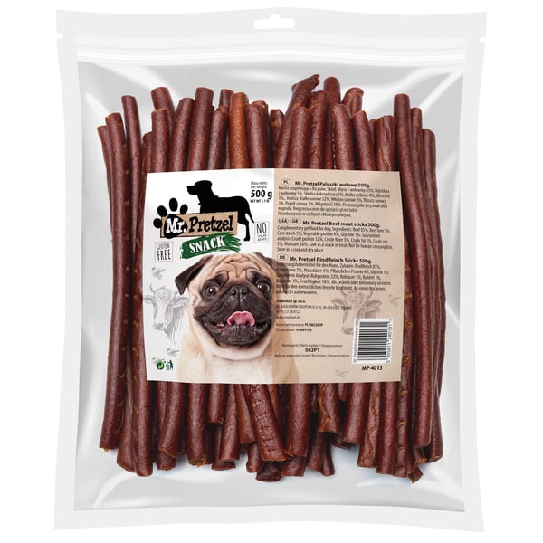 Mr. Pretzel Delicatessherkut, pehmeät naudan lihanauhat 90% koirille 500g